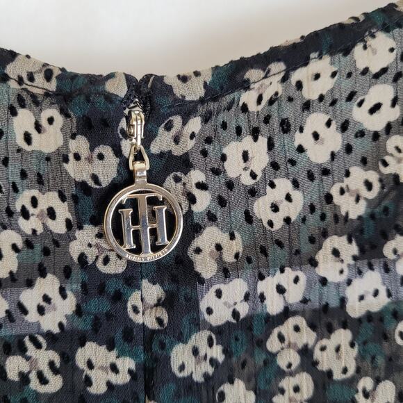 Tommy Hilfiger black Swiss dot floral sheer long sleeve wrap midi dress size Med - Picture 8 of 12